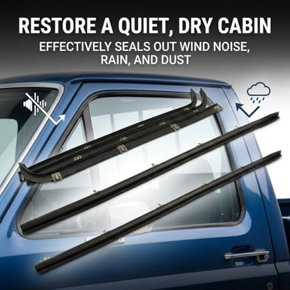 4PCS Window Moulding Trim Weatherstrip Kit, Inner & Outer Window Seal Belt Compatible with 1987-1996 Ford F150 F250 F350 Bronco & 1997 F150 Old Body Style (OBS), Replace E7TZ1521452A