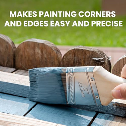 Mister Rui 2" Paint Brushes, 3 Pack, Angle Paint Brush Set for Latex and Oil Paints & Stains, Home Improvement - Interior & Exterior Use, 2 Inch Cut-in Trim Brush