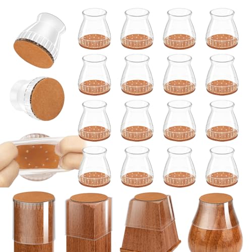 Chair Leg Floor Protectors, 24 Pack Silicone Furniture Pads for Hardwood Floors, Anti-Scratch Furniture Sliders Felt Pads, Noise-Reducing Chair Feet Covers, Table Legs Fit Sizes to(1.3" to 1.97") - color: Clear（24pcs）, size: Universal L