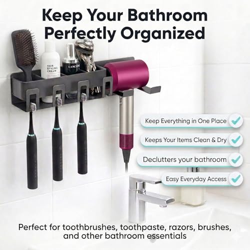 Hair Dryer Holder Wall Mounted - Hair Dryer Organizer - Bathroom Wall Storage - Blow Dryer Holder Wall Mounted - Hair Tool Organizer