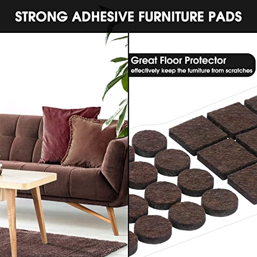 Yelanon Felt Furniture Pads for Hardwood Floors -80 Pcs Premium Felt Pads for Chair Legs, Floor Protectors for Furniture, Brown - size: 80pcs Brown