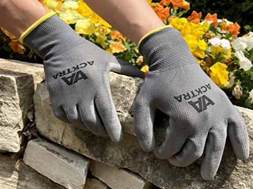 ACKTRA Ultra-Thin PU Safety WORK GLOVES 12 Pairs, WG002 White/White, X-Small - color: White/White, size: X-Small (Pack of 12)