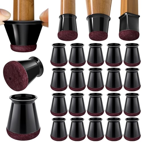 BUMACO Chair Leg Floor Protectors Chair Leg Protectors for Hardwood Floors Silicone Pads Covers to Protect Floors Black-20 Pcs Universal XS (8/16"-15/16") - color: Black-20 Pcs, size: Universal XS