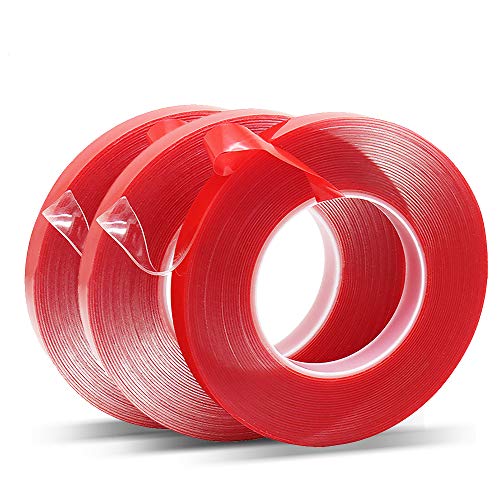 DGSL 0.47 Inch Clear Double Sided Tape Heavy Duty Mounting Tape, Acrylic Clear Mounting Tape for Wall Mount, Hanging Photo, Wall Decor, Art, Led Light Tapes (33 Ft X 3 Pack) - size: 0.47inch Width