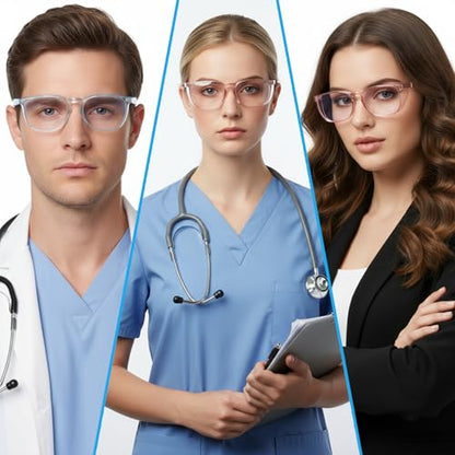 Ptwola Clear Safety Glasses Anti Fog Nurses Goggles Anti Scratch Protective Eyewear Lab Goggles with Side Protect Clean Cloth