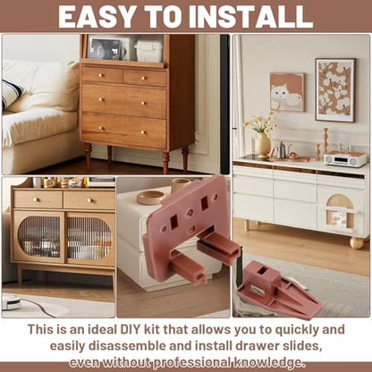 20 Sets Drawer Guide Kits, Drawer Slides Repair Kit with Screws Replacement Parts for Dressers, Hutches, Nightstand Drawers