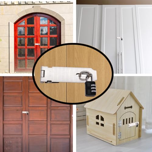 2Pcs Door Locks Hasp Latch,5 Inch 304 Stainless Steel Safety Packlock Clasp Hasp Lock Latch,Hinge Lock Padlock with Screws for Gates,Doors,Cabinets, Closets and More - style: 5INCH with CODE LOCK
