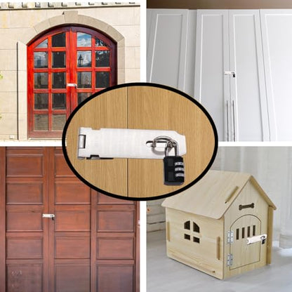 2Pcs Door Locks Hasp Latch,5 Inch 304 Stainless Steel Safety Packlock Clasp Hasp Lock Latch,Hinge Lock Padlock with Screws for Gates,Doors,Cabinets, Closets and More - style: 5INCH with CODE LOCK
