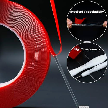 Double Sided Strong Adhesive Tape, 15mm x 15M x 0.5mm Thickness Clear Acrylic Adhesive, Transparent Tape for Laptop Cellphone LCD Screen Repair Plastic Metal Glass DIY - size: 15mm