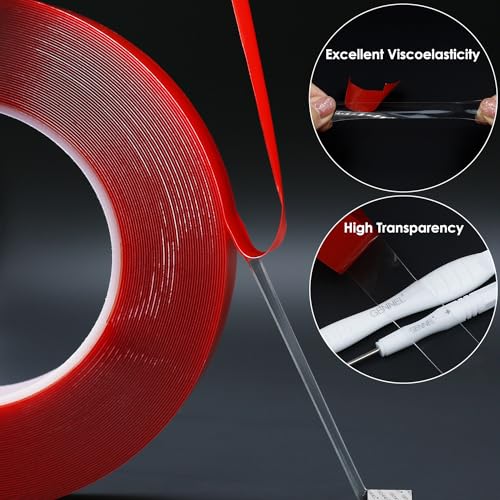 Double Sided Tape Clear, 20mm x 15M x 0.5mm Thickness, Transparent Strong Acrylic Adhesive Tape for Mobilephone LCD Strips Screen Case Wood Glass Repair Mounting - size: 20mm