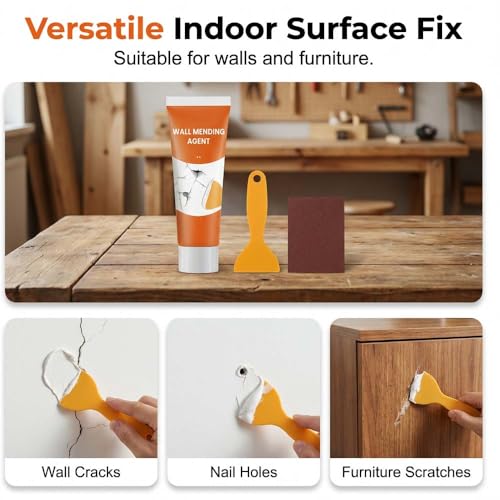 Drywall Repair Kit Hole Repair Patch Kits Wall Spackle Repair Paste Wall Mending Agent Quick Fix Solution, Wall Mending Agent, Wall Spackle with Scraper (2PCS) - color: 2PCS