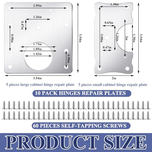 Yaocom 10 Pcs Cabinet Hinge Repair Plate Stainless Steel Hinge Repair Kit Cabinet Door Hinge Repair Plate Kit Hinge Fixing Plate Bracket Kit Hinge Repair Kit Repair Replacement Kit with Screws