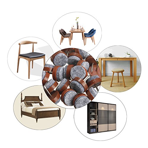 40pcs Round Heavy Duty Nail-on Felt Pad for Furniture Chair Table Leg Feet Floor Protectors Slide Smoothly (Brown, Pad Diameter 28mm) - color: Brown 28mm(40 Pcs)