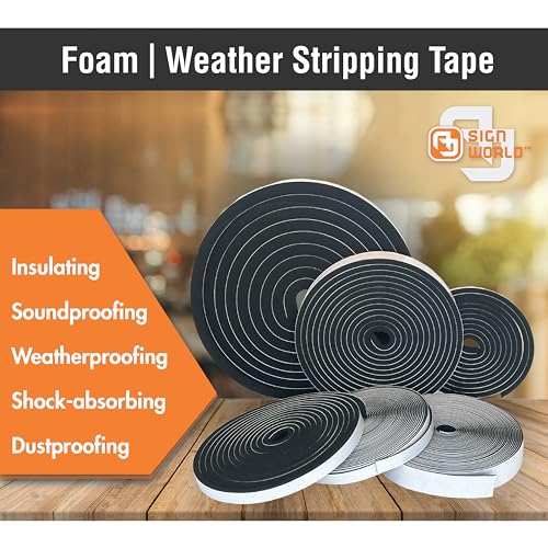 1/2in x 1in Weather Stripping Foam Insulation Tape, Doors, Windows, Sliding Door, A/C, Soundproofing, Draft Stopper, Shock Absorption (1/2" T x 1" W x 15 Ft L) - size: 1/2" T x 1" W