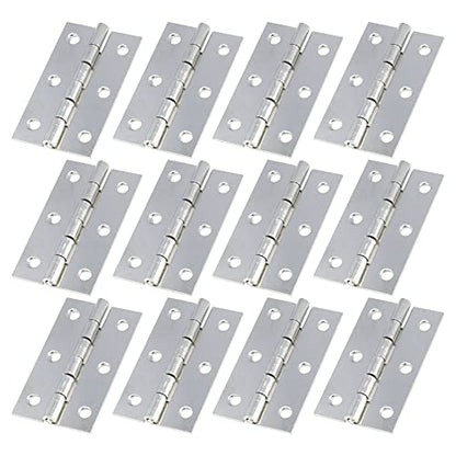 Antrader Folding Butt Hinge 2-inch Long Cabinet Gate Closet Door Hinge Home Furniture Hardware Silver Tone 12pcs - color: Silver, size: 2" x 1.1", 12pcs