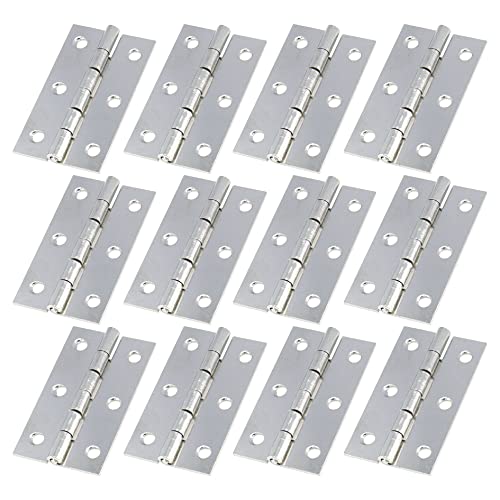 Antrader Folding Butt Hinge 2-inch Long Cabinet Gate Closet Door Hinge Home Furniture Hardware Silver Tone 12pcs - color: Silver, size: 2" x 1.1", 12pcs