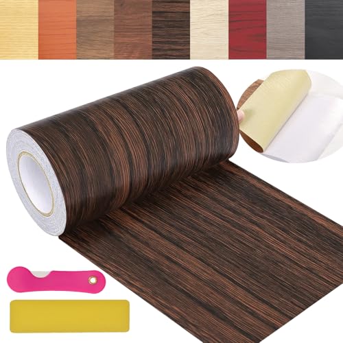 Wood Grain Repair Tape, 5.9 inch X 32ft Self Adhesive Wood Colored Tape for Tables, Chairs, Baseboards, Doors, Windows, Floors, Handicraft DIY. - color: Walnut-colored, size: 5.9in*32ft