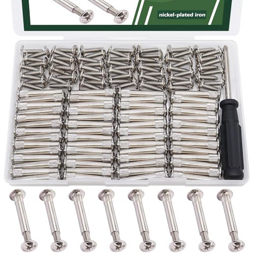 130PCS M4 Furniture Joint Connector Bolt & Cap Nut Kit, Furniture Screw Bolts Cabinet Panel Connector Binding Screws for Wood Door Cabinet Bookshelf Crib (65Set)