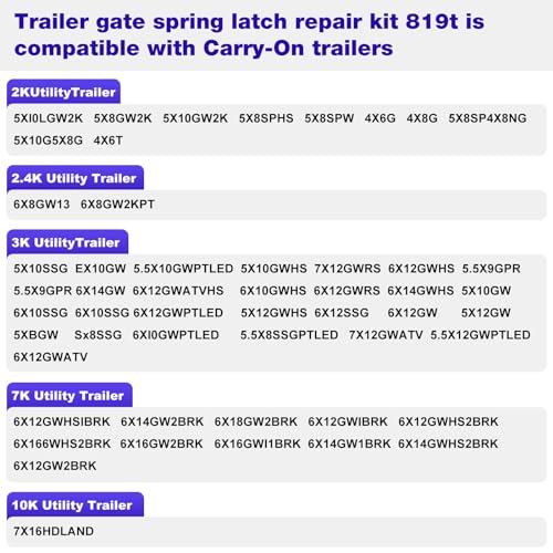 Trailer Gate Spring Latch Kit 819t for Carry-On Utility Trailers,Trailer Latch Spring Pin,Trailer Gate Latch Replacement Trailer Gate Spring Latch Repair Kit - 2 Pcs