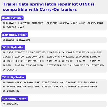 Trailer Gate Spring Latch Kit 819t for Carry-On Utility Trailers,Trailer Latch Spring Pin,Trailer Gate Latch Replacement Trailer Gate Spring Latch Repair Kit - 2 Pcs