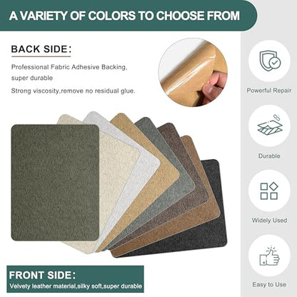 Azobur Couch Patch Repair Fabric,Microfiber Fabric, Self-Adhesive, for Sofa Repair and Upholstery, 2 Pieces, 9.5 x 11 inches (Olive Green) - color: Olive Green, size: 9.5" x 11"-2 PCS