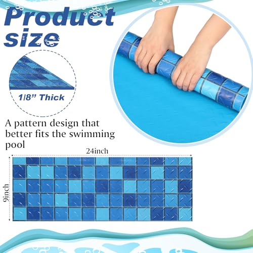 Drydiet Pool Step Mat Above Ground Ladder Mat, Swimming Protective Nonslip Step Pad with Texture, Pool Essentials Accessories for Floor Liners and Stairs, Blue and Green Square Pattern(9 x 24 Inch) - size: 9 x 24 Inch
