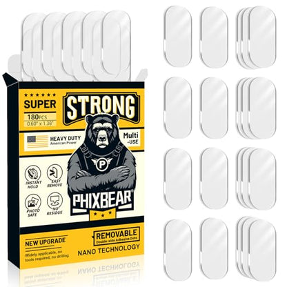 PHIXBEAR Extra Large Mounting Putty No Residue, Strong Double Sided Glue Adhesive Dots Clear Museum Sticky Tack, Picture Hanging Strips Fixed Posters Decor Craft, 0.6 x 1.38 in (180 Pcs) - size: Extra Large-standard