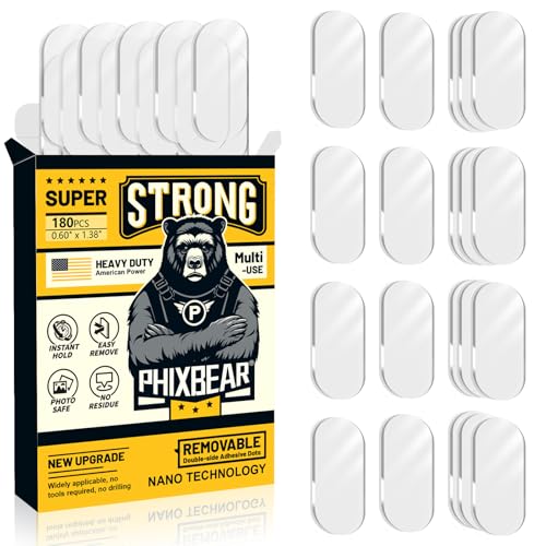 PHIXBEAR Extra Large Mounting Putty No Residue, Strong Double Sided Glue Adhesive Dots Clear Museum Sticky Tack, Picture Hanging Strips Fixed Posters Decor Craft, 0.6 x 1.38 in (180 Pcs) - size: Extra Large-standard