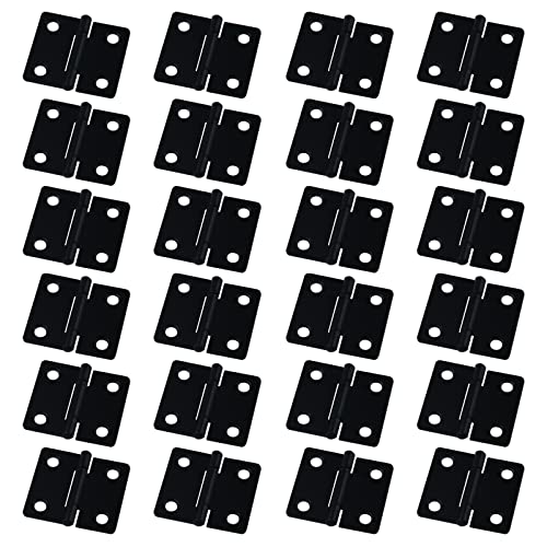 Antrader Retro Butt Hinges, 24 PCS Black Folding Butt Hinges Home Furniture Hardware Door Hinge for Woodworking Projects with Mounting Screws - color: Black, size: 1.33" x 1.5", 24pcs