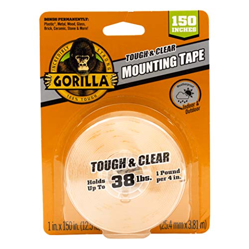 Gorilla Tough & Clear Double Sided Mounting Tape, Clear Tape, 1" x 150" - Weatherproof for Indoor or Outdoor (Pack of 6) - size: 6 - Pack