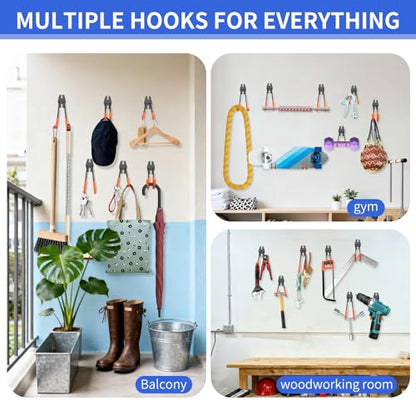 Heavy Duty Garage Hooks 11 Pack, Garage Storage Hooks with Non-Slip PVC Coating, Utility Steel Wall Mount Hook for Bike, Ladder, Tools, Hose & Garage Organization