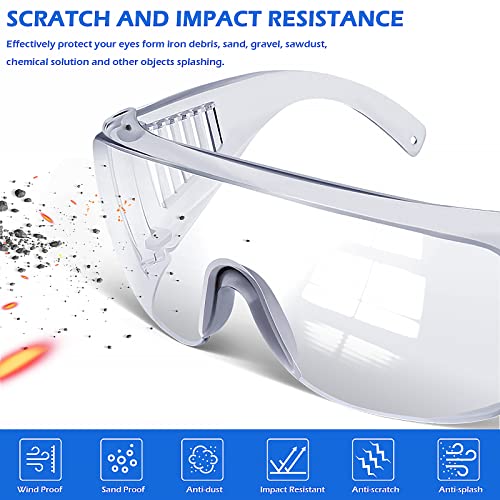 OXG Safety Glasses Over Eyeglasses Anti-Fog, ANSI Z87.1 Safety Goggles Eye Protection Glasses for Men and Women - color: Clear