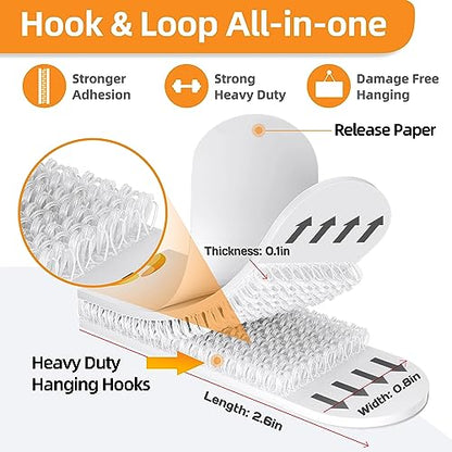 SummerBrite Picture Hanging Strips 80 Strips, Damage Free Removal, Wall Poster Picture Hangers Without Nails, Sticky Hook & Loop Adhesive Strips for Poster/Picture/Home/Office, 40 Pairs/Medium, White - size: Medium 40 Pairs, style: White