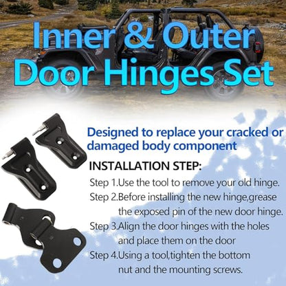 for Jeep Door Hinges Wrangler JL Inside and Outside 4 Door Hinge Assembly Kits Compatible with Jeep Wrangler JL & Gladiator JT 2018-2026 (16 Pcs w/ 36 Pcs Screws) - size: for Jeep JL (16Pcs)