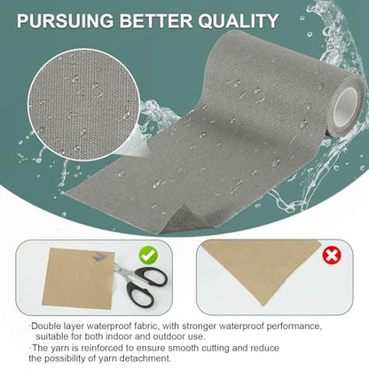 Linen Canvas Repair Tape, 4×63 Inches Dark Grey Waterproof Self-Adhesive Patch for Outdoor Gear, Durable Fabric Tape for Boat Covers, Couch,Tents, Sofas, Sun Shades, Awnings,Lounge Chairs - color: Dark Grey
