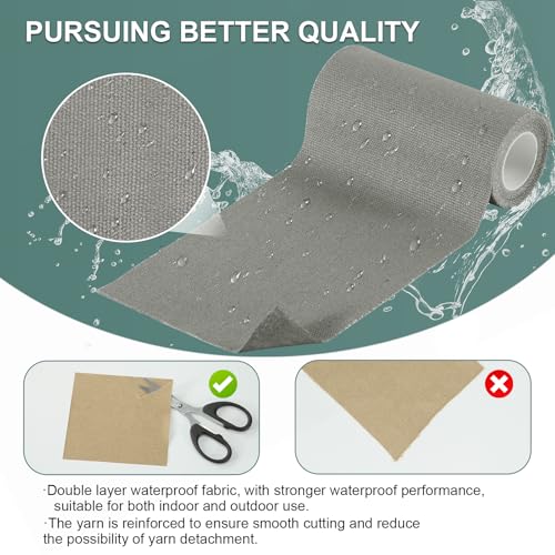 Linen Canvas Repair Tape, 4×63 Inches Dark Grey Waterproof Self-Adhesive Patch for Outdoor Gear, Durable Fabric Tape for Boat Covers, Couch,Tents, Sofas, Sun Shades, Awnings,Lounge Chairs - color: Dark Grey