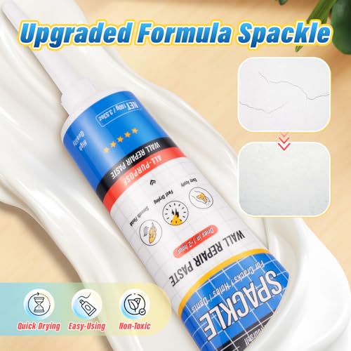DIYSELF 9 Pack Drywall Repair Kit, Surface Repair Kit, Spackle Wall Repair, 2×100g (7oz Total) Putty, White Drywall Mud, Plaster for Holes, Cracks, Gaps, Fast-Drying Hole Filler with Scraper, Sander - size: 9 Pack