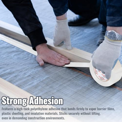 4 Inch x 180 FT Vapor Barrier Tape, White Polyethylene Tape, Heavy Duty Vapor Barrier Waterproofing for Repair, Crawl Spaces, Moisture Barriers, Insulation & Underlayment Seams - size: 4 Inch x 180 FT - 1 Roll