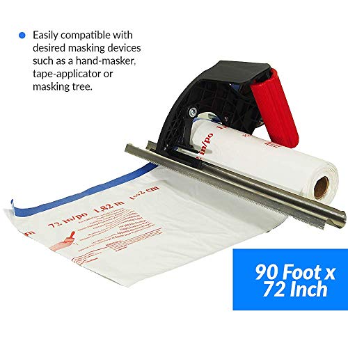 Reli. Masking Film, 1 Roll | 90' Foot x 72" Inch | Masking Plastic Film, Pre-Folded | Hand Masker for Painting & Automotive | Plastic Overspray Protection - size: 90 foot length x 72 inch width | 1 roll