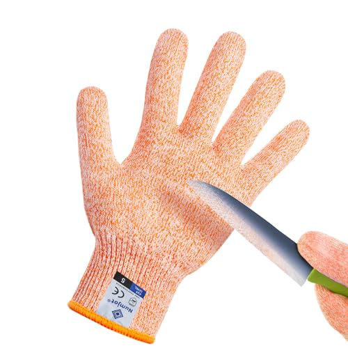 Cutting Gloves, Food Grade Level 5 Protection, Safety Kitchen Cut Gloves for Oyster Shucking, Fish Fillet Processing, Mandolin Slicing, Meat Cutting and Wood Carving. (Orange-Small 1 Pairs) - color: Orange, size: Small (Pack of 2)