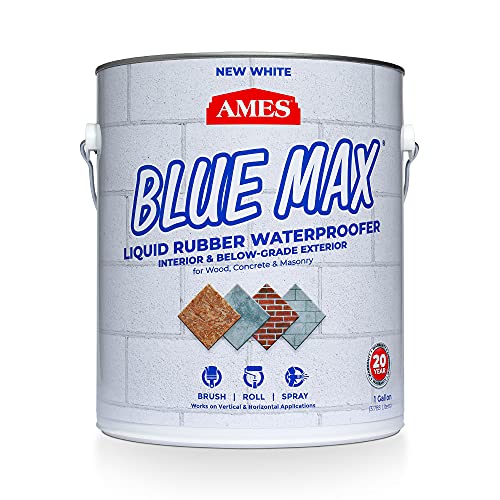AMES BMX1WRG 1 Gallon Blue Max, White Liquid Rubber Waterproofer,Regular Grade 1 Gallon - for Use in Interior & Below-Grade Exterior - Concrete Sealer, House Paint and More. - color: White, size: 1 Gallon