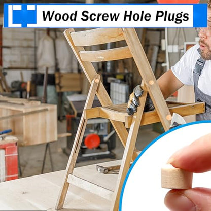 smseace 150Pcs 4-Sizes Wood Plugs 3/16" 5/16"，3/8"，1/2" Wooden Hole Plugs for Holes in Furniture/Table and Chair Legs/Cabinet Reserved Holes/Outdoor Equipment Wood Plugs Assortment Kit - style: Round Wood Plugs
