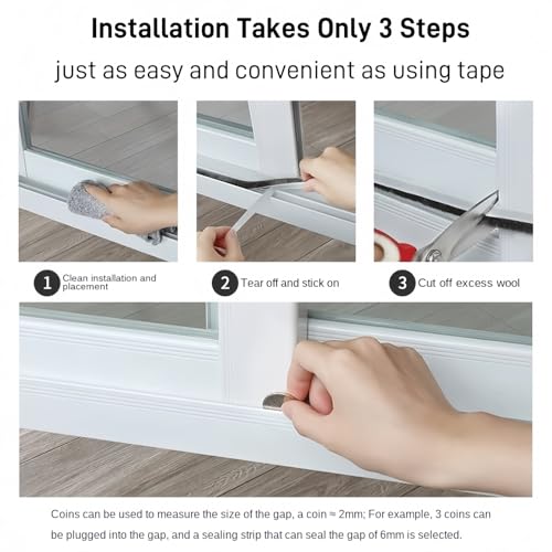 Window Weather Stripping Door Seal, 33 Ft Self-Adhesive Winter Insulation Strip for Exterior Front Door Frame Window Soundproofing Noise Cancelling Window Inserts, 0.35"Wide x 0.59"Thick,Gray - size: 0.35" Wide x 0.59" Thick