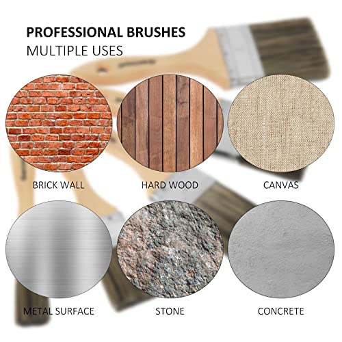 Double Thick Chip Paint Brush, Wood Stain Brushes for Painting Walls and Fence Staining, Wooden Handle Masonry Paintbrush for Varnish, Paste, Gesso and Limewash (3 inch)