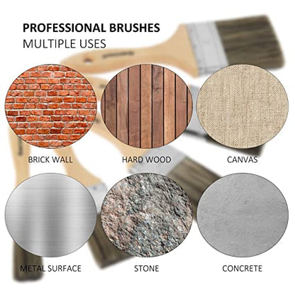 Double Thick Chip Paint Brush, Wood Stain Brushes for Painting Walls and Fence Staining, Wooden Handle Masonry Paintbrush for Varnish, Paste, Gesso and Limewash (3 inch)