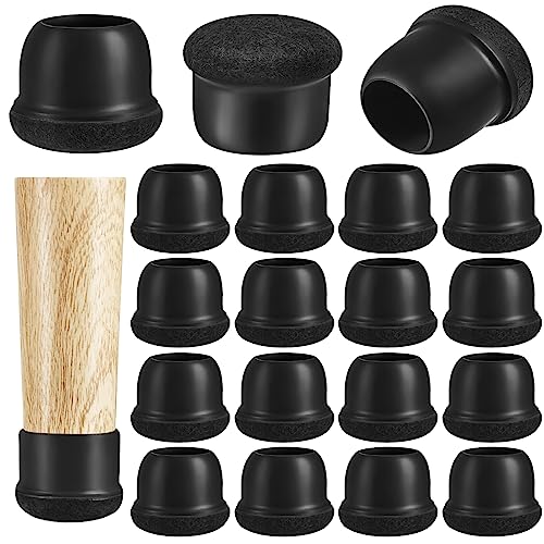 16 Pack Chair Leg Floor Protectors for Hardwood Floors, Round Rubber Furniture Sliders, 360°Felt Pad Bottom Wrapped Thickening Silicone Furniture Legs Caps Covers(Round,Black-XL) - size: Black-xl