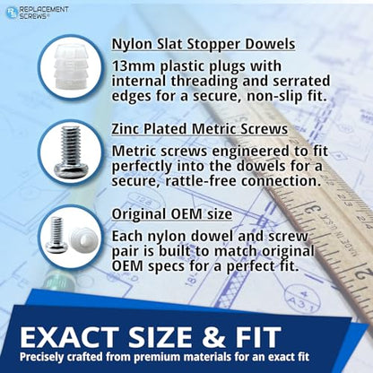 ReplacementScrews Plastic Sleeve and Screw Compatible with IKEA Part 102267 & 105163 (Pack of 8)