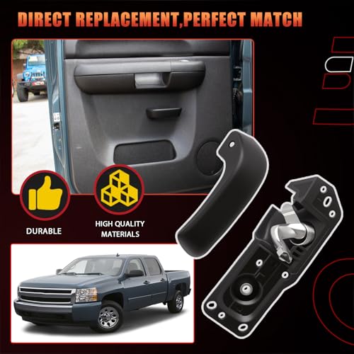 Inside Door Handle Kit, Front Left Driver Side Compatible With GMC Chevy Vehicle 2007-2014 Silverado 1500 2500HD 3500HD, Suburban 1500 2500 Tahoe, Sierra Yukon Replaces# 20833606, 20871488, 15936892 - style: Left