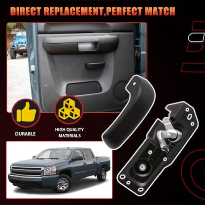 Inside Door Handle Kit, Front Left Driver Side Compatible With GMC Chevy Vehicle 2007-2014 Silverado 1500 2500HD 3500HD, Suburban 1500 2500 Tahoe, Sierra Yukon Replaces# 20833606, 20871488, 15936892 - style: Left