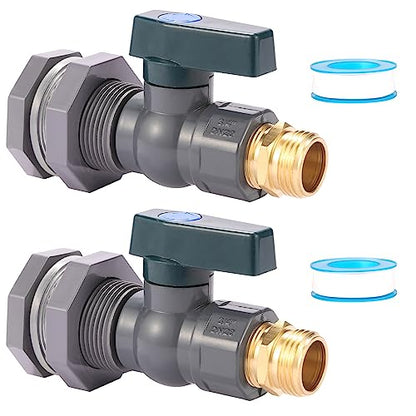 2 Set 3/4 Inch Rain Barrel Spigot Kit - BILAL Water Barrel PVC Garden Diverter Kit with Bulkhead Fitting Hose Faucet Adapter and Thread Seal Tape for Water Tanks, Aquariums, Tubs, Pool, Garden Barrel - size: 2-Set